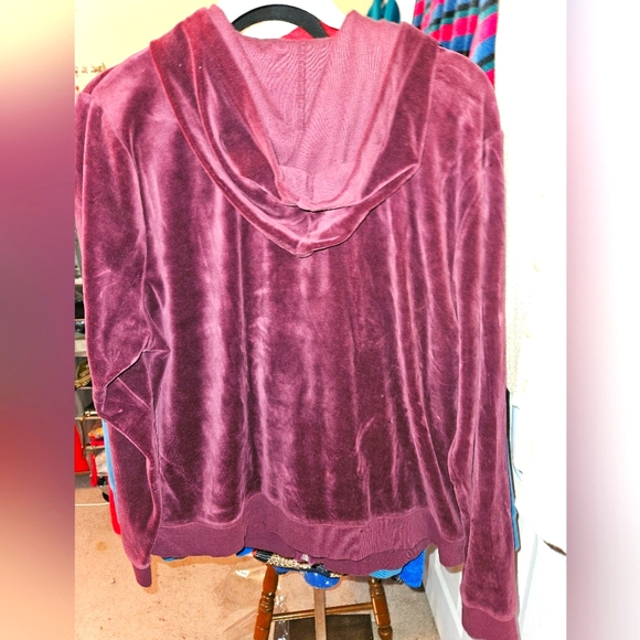 #119 Sport by VENEZIA- Burgundy-colored Velour Zip-up Hoodie- Sz. 18W-20W - Picture 2 of 3